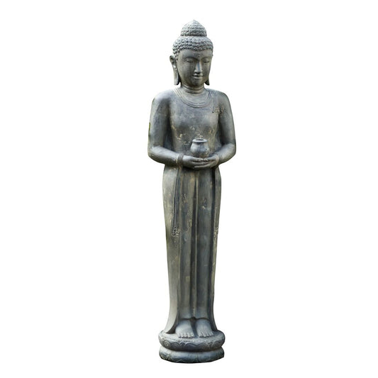  Anmutig Stehende Buddha Skulptur Mit Gefäß In Den Händen - Buana