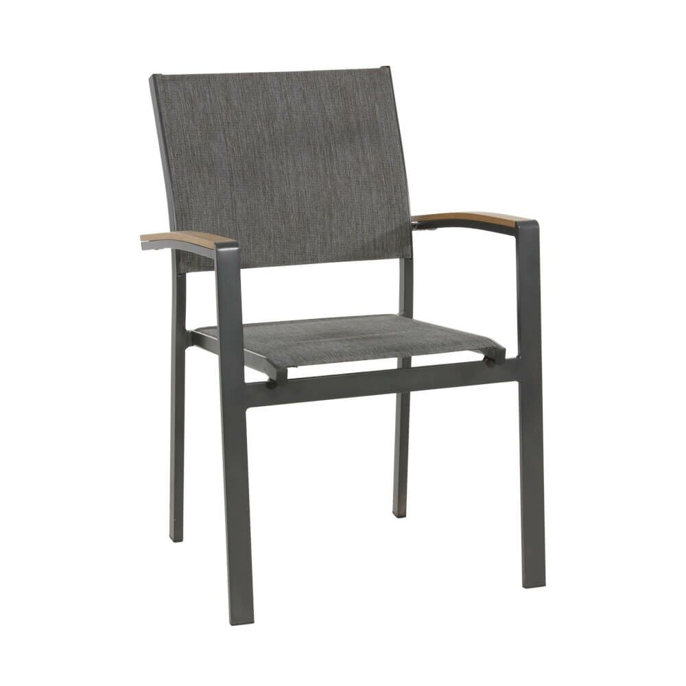  Anthrazit Gartenstuhl Mit Teak-Finish - Gartenstuhl Turin