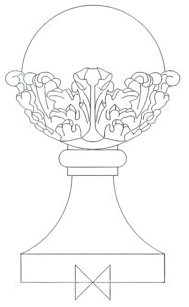  Antik Pfeilerabdeckung Mit Stein Kugel - Acanthus