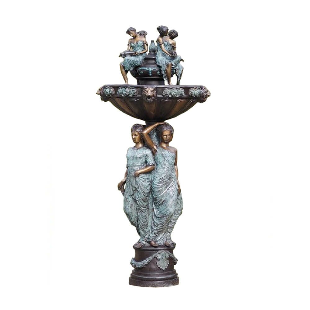  Antiker Gartenbrunnen Aus Bronze Mit Patina - Zerefina