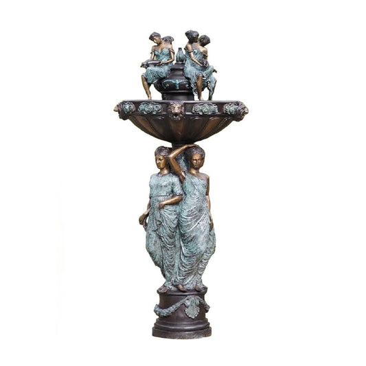  Antiker Gartenbrunnen Aus Bronze Mit Patina - Zerefina