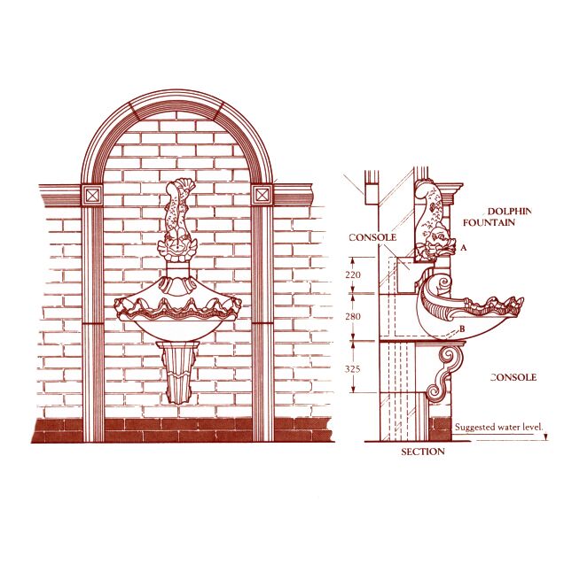  Antiker Wandbrunnen Sandstein - Cheriton