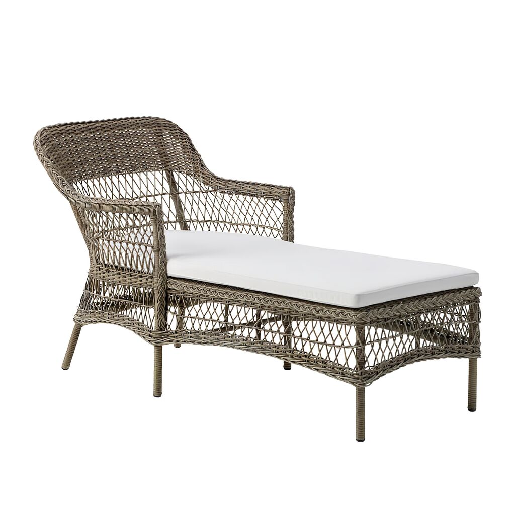  Antikgraue Chaiselongue Aus Aluminium In Rattanoptik - Chaiselounge Liam