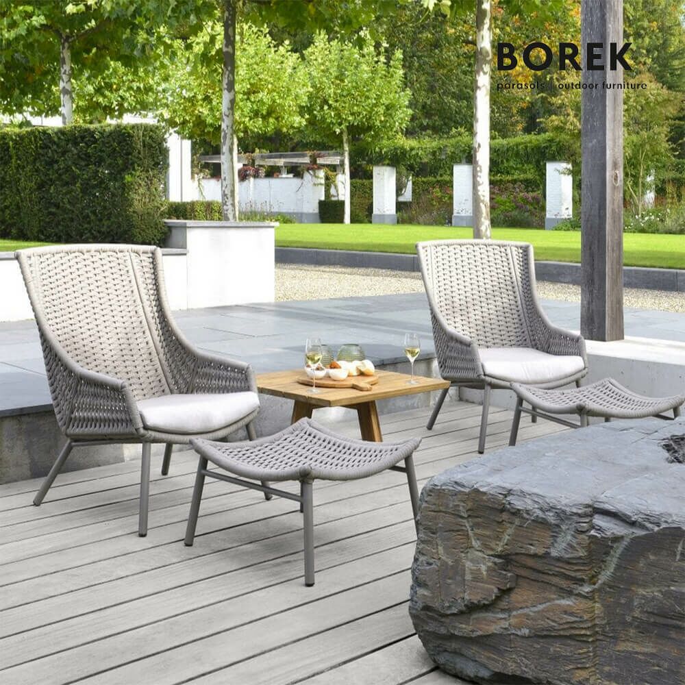  Ardenza-Rope Sitzgruppe - 2 Sessel & 2 Hocker - Aveiro Gartengarnitur