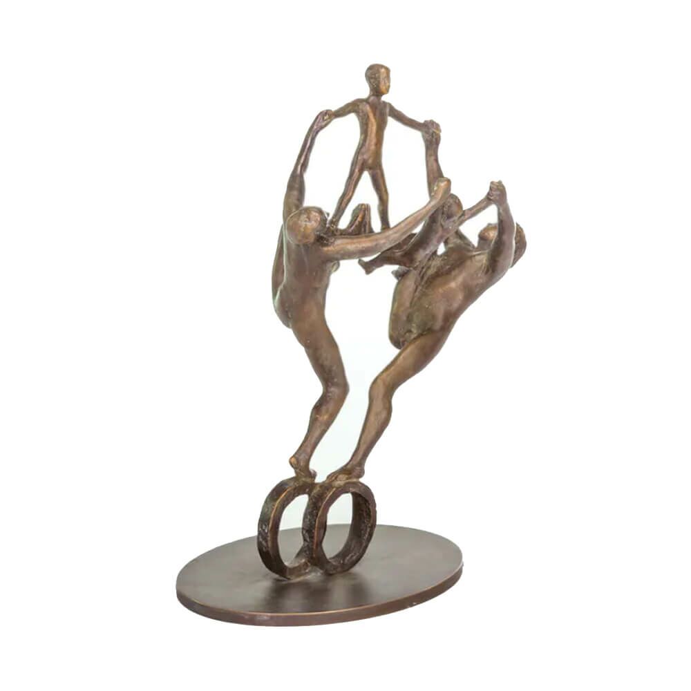  Artistenfamilie Aus Bronze - Limitierte Gartenstatue - Familie Auf Rädern