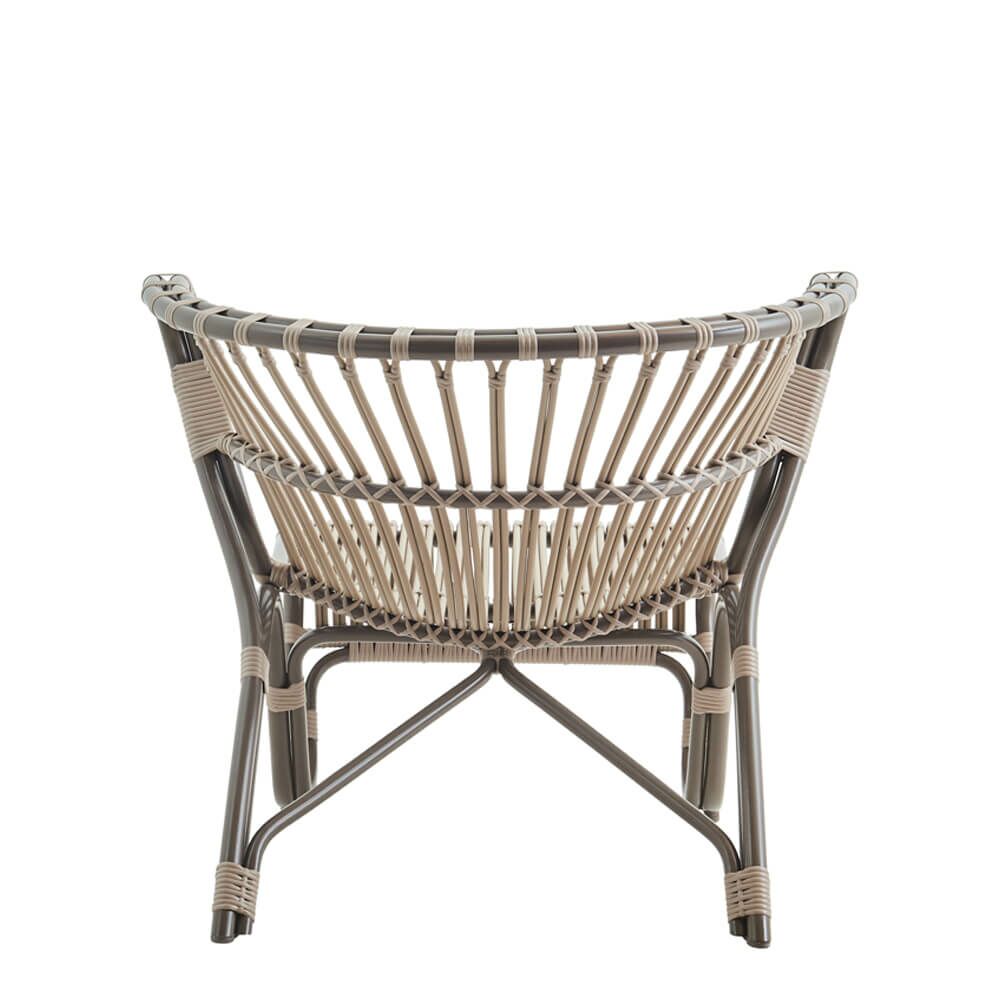  Ausgefallener Dunkelbrauner Lounge Sessel Aus Alu-Rattan - Loungesessel Minja