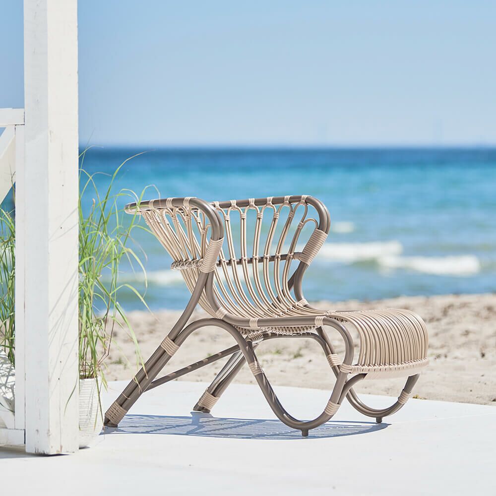  Ausgefallener Dunkelbrauner Lounge Sessel Aus Alu-Rattan - Loungesessel Minja