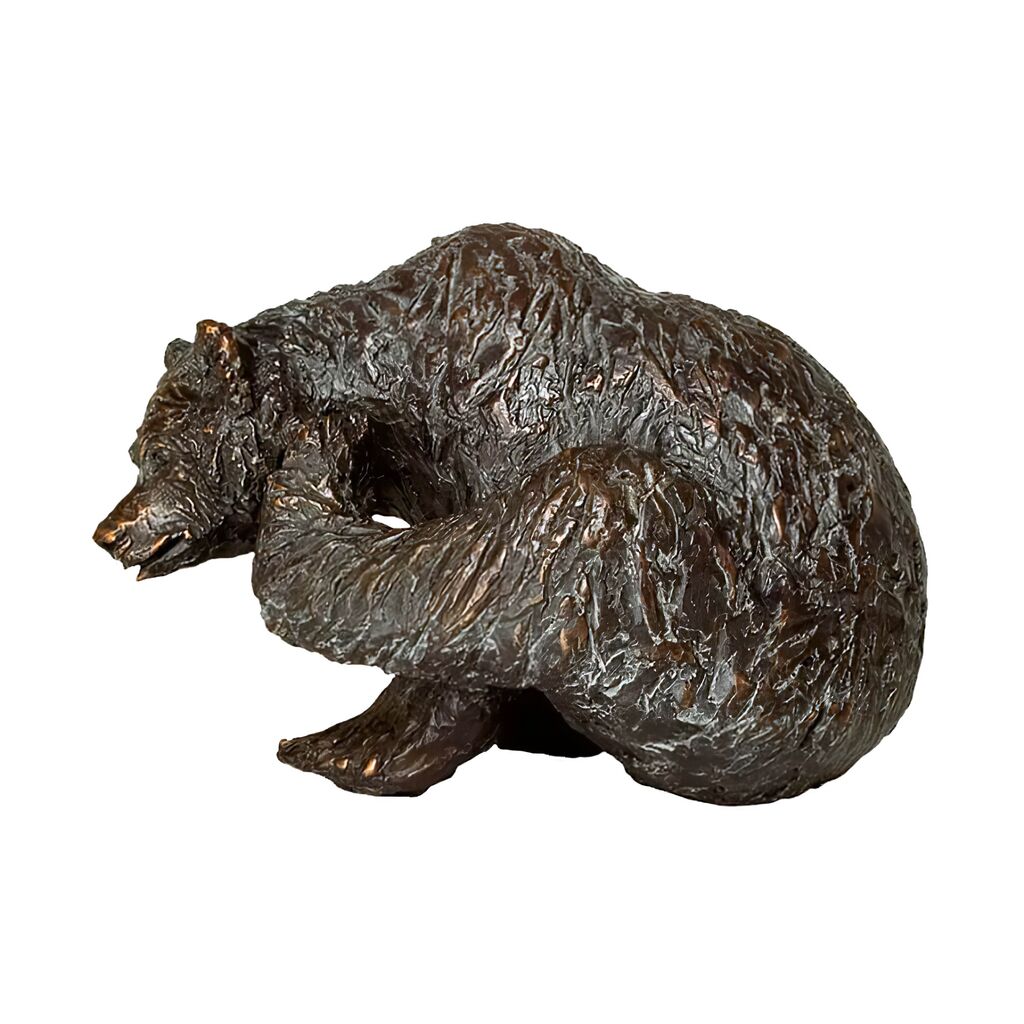  Bärenskulptur Aus Bronze - Limitierte Tierfigur - Kratzender Bär