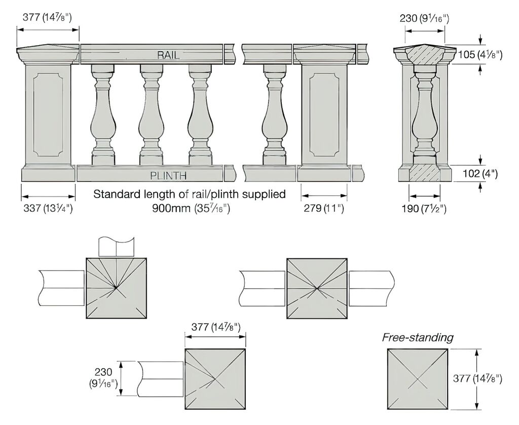  Balustrade Mit Konischer Deckplatte Aus Beton - Mirador