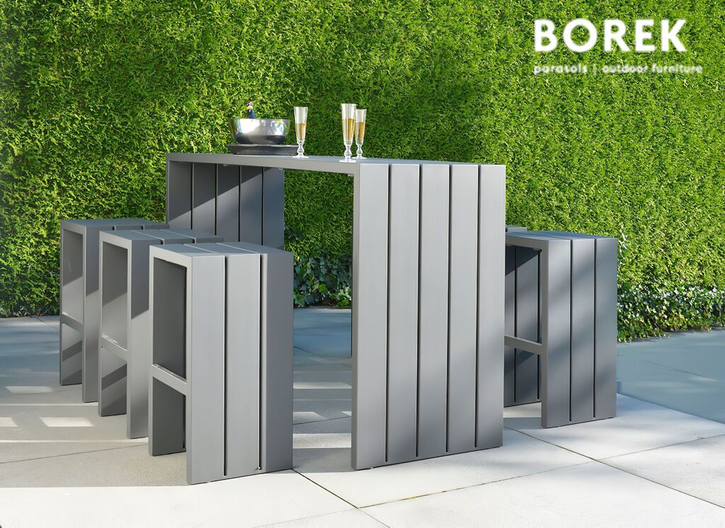  Bar Tisch Für Den Garten - Aluminium - Von Borek - 110x200x64cm - Samos Bartisch