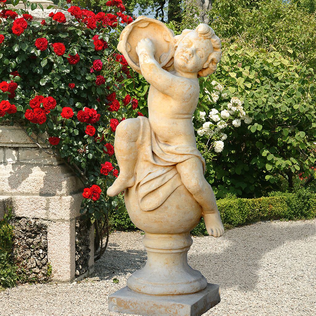  Barocke Gartenskulptur Mit Putte - Tamburo