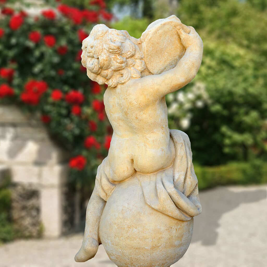  Barocke Gartenskulptur Mit Putte - Tamburo