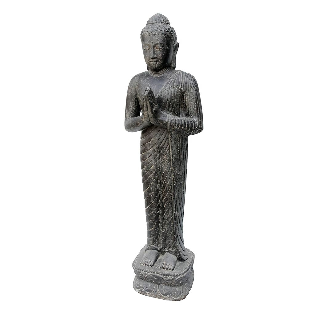  Begrüßende Buddha Skulptur Stehend Aus Steinguss Als Gartendeko - Kaihatsu