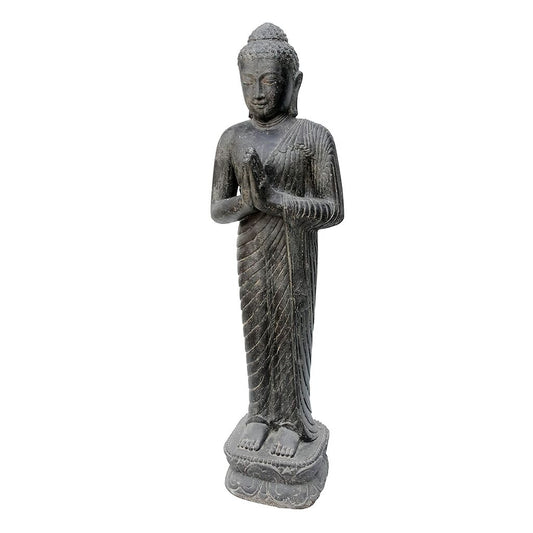  Begrüßende Buddha Skulptur Stehend Aus Steinguss Als Gartendeko - Kaihatsu