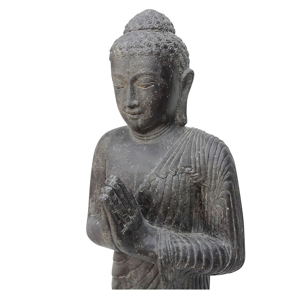  Begrüßende Buddha Skulptur Stehend Aus Steinguss Als Gartendeko - Kaihatsu