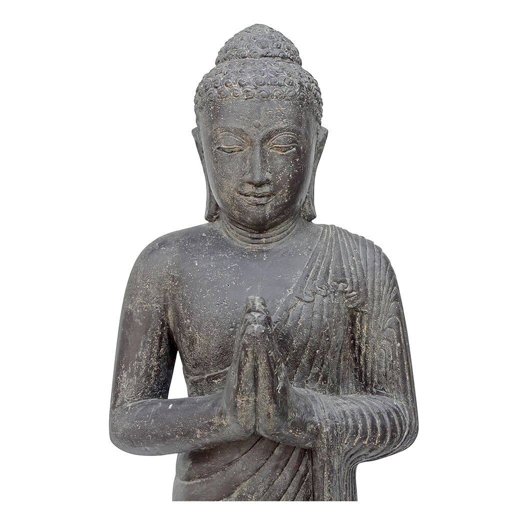  Begrüßende Buddha Skulptur Stehend Aus Steinguss Als Gartendeko - Kaihatsu