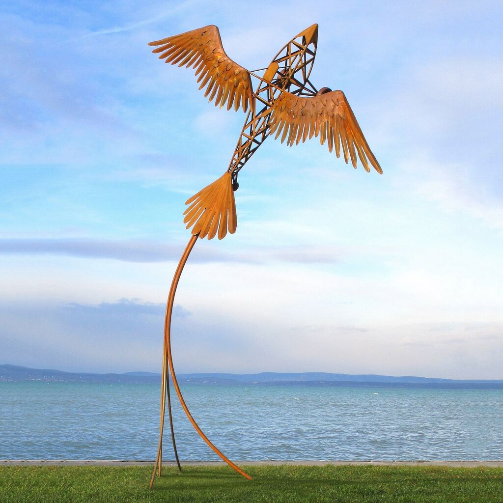  Besondere Flugzeug Gartenplastik Groß Aus Metall Mit Vogelflügeln - Vogelflugzeug