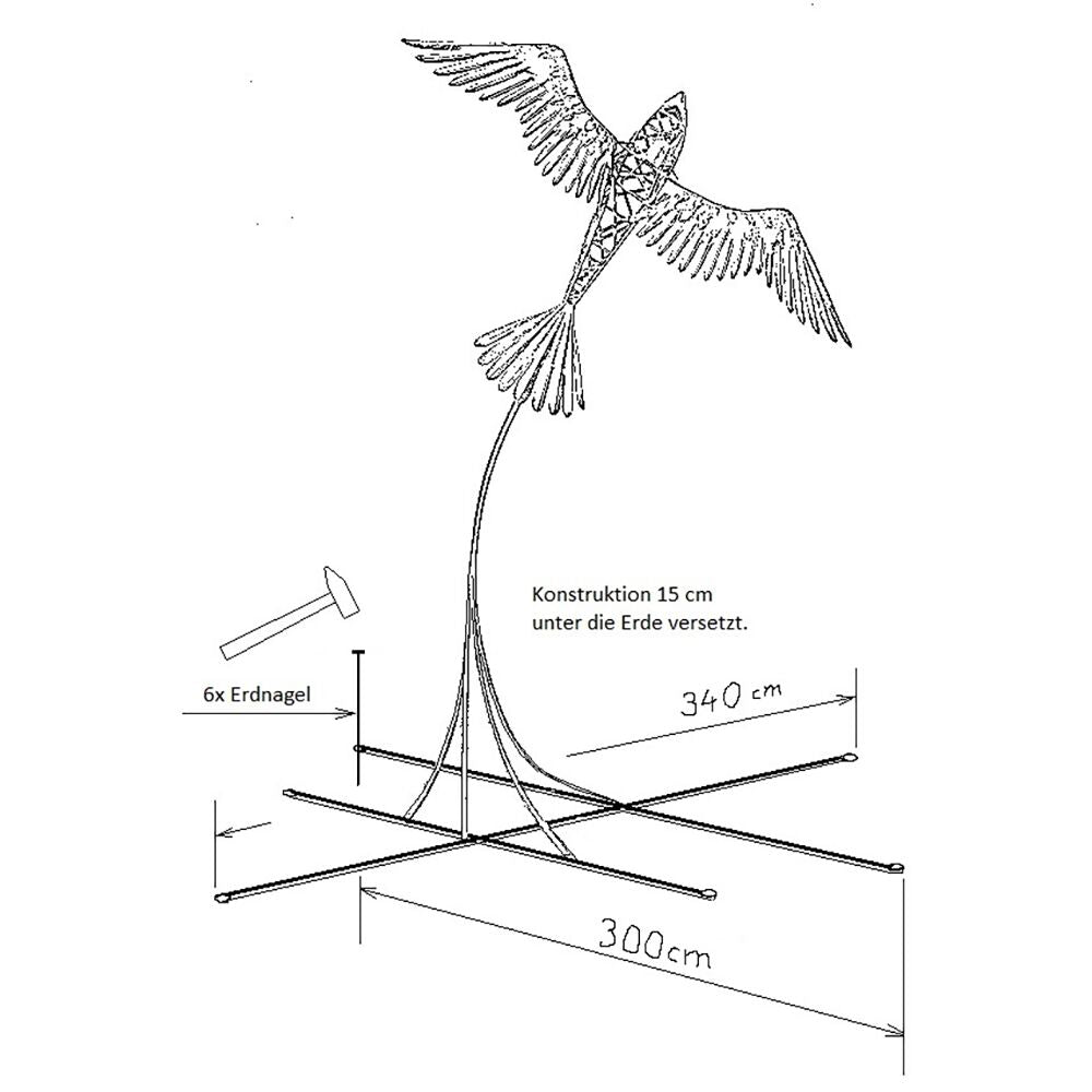  Besondere Flugzeug Gartenplastik Groß Aus Metall Mit Vogelflügeln - Vogelflugzeug