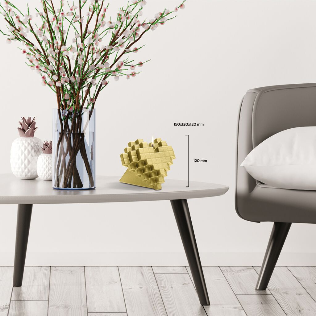  Besondere Herz Dekofigur - Vegane Kerze Im Pixel Design - Pixel Hearth