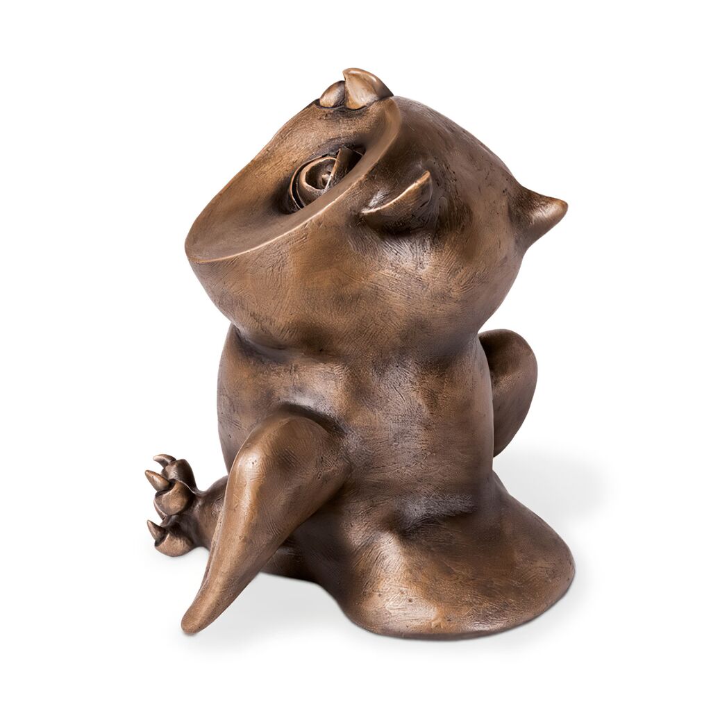  Besondere Vogelfigur Eule Sitzend Aus Bronze - Jungeule