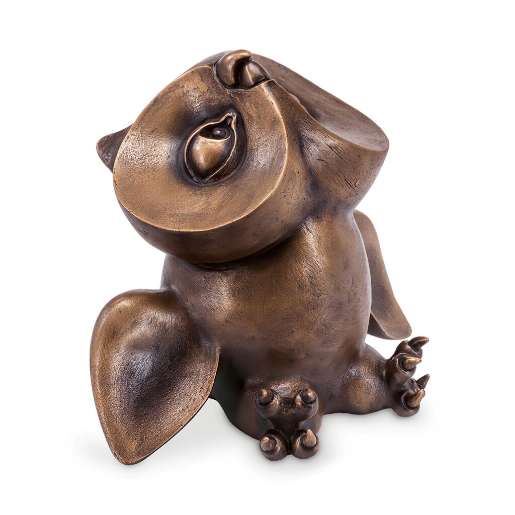  Besondere Vogelfigur Eule Sitzend Aus Bronze - Jungeule