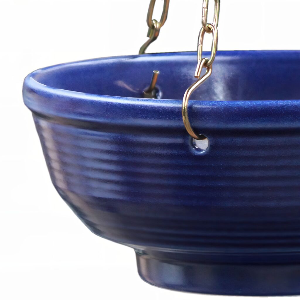  Blaue Hängeschale Mit Kette - Steinzeug Frostsicher - Rund - Cavus Azur