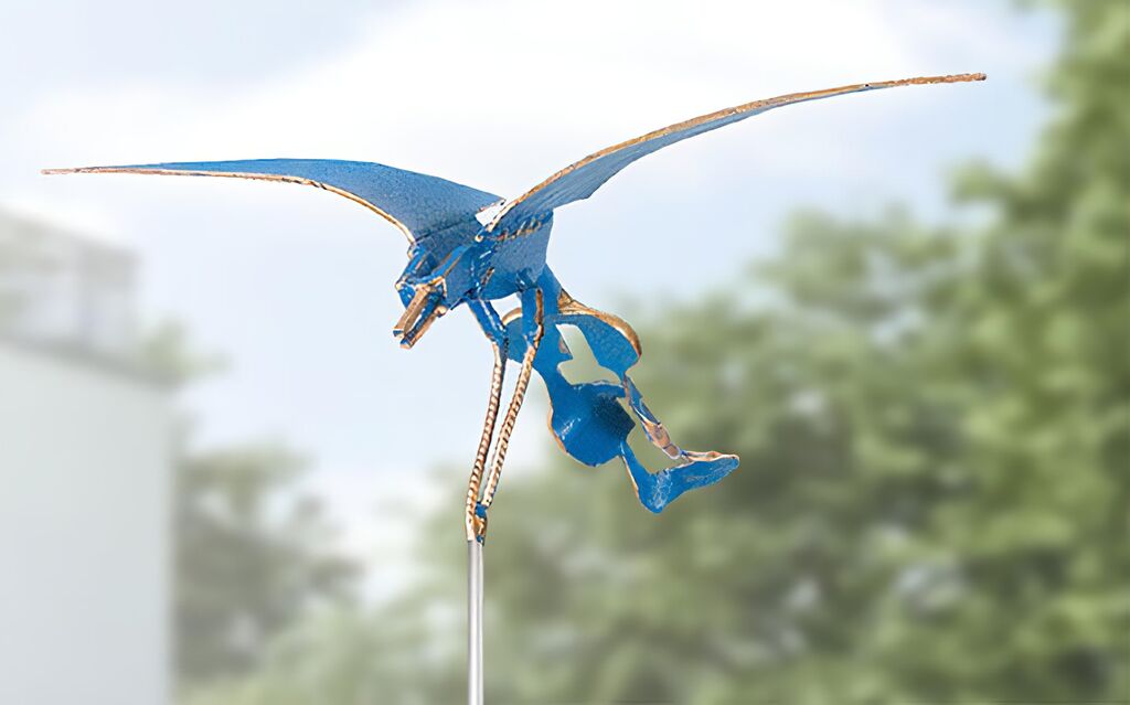  Blaue Vogelskulptur - Abstrakte Bronzefigur - Limitiert - Sänger