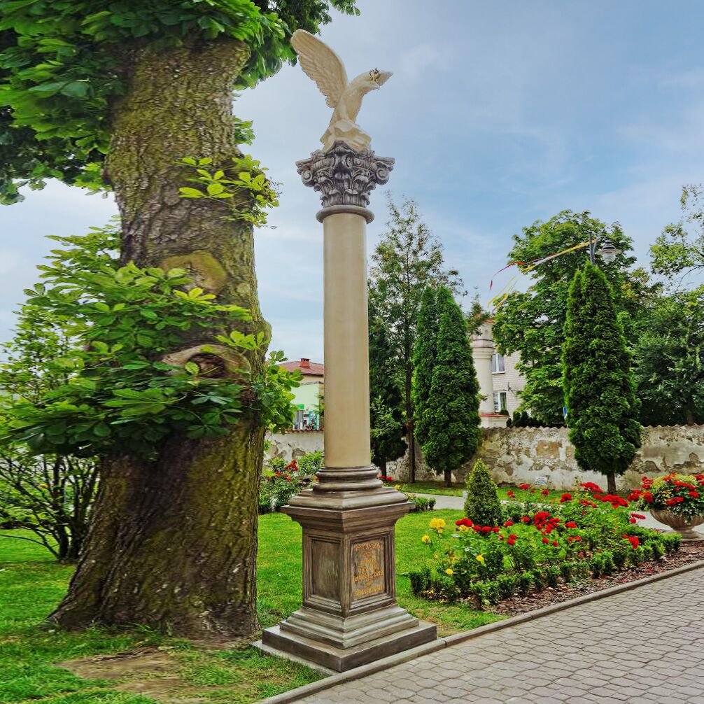  Blickfang In Garten & Park - Steinguss Sockel Und Säule Mit Adler Figur - Pantelis