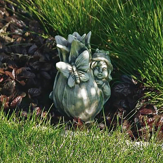  Blüten Gartenkobold Aus Stein Mit Schmetterling - Phineus Papilionem