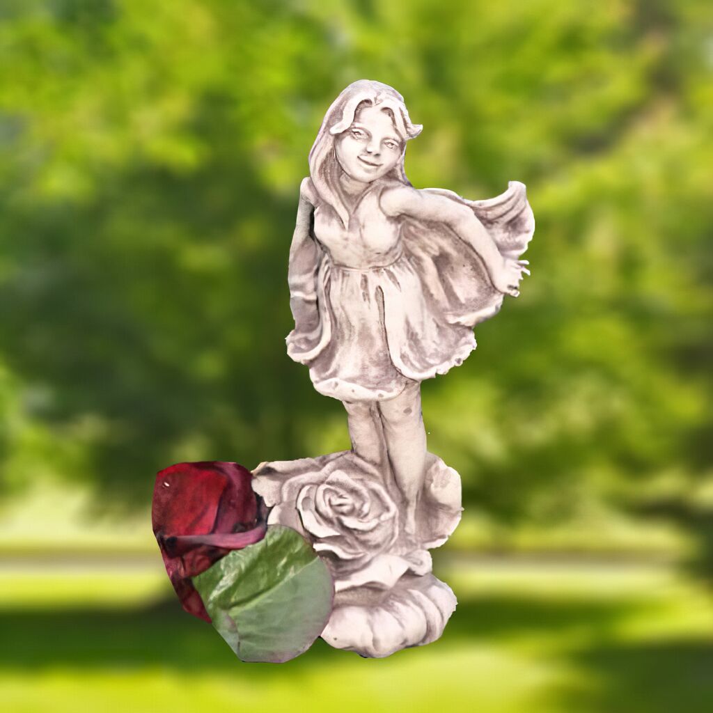  Blumenmädchen Mit Rose Aus Steinguss - Rosali