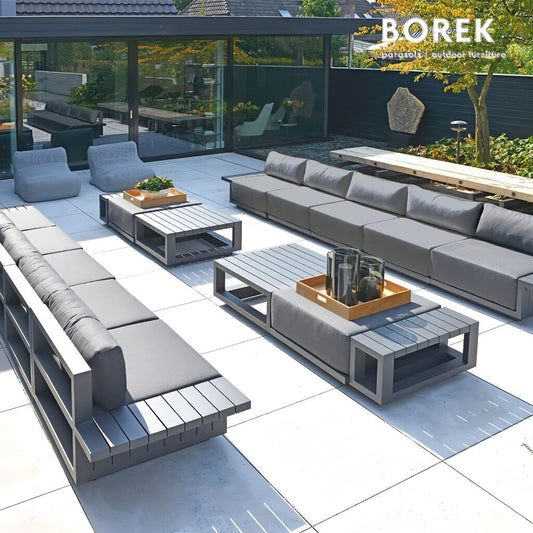  Borek Gartenlounge Set XXL - Aluminium - Modern - Gartensofa & Tisch - Murcia Gartenlounge