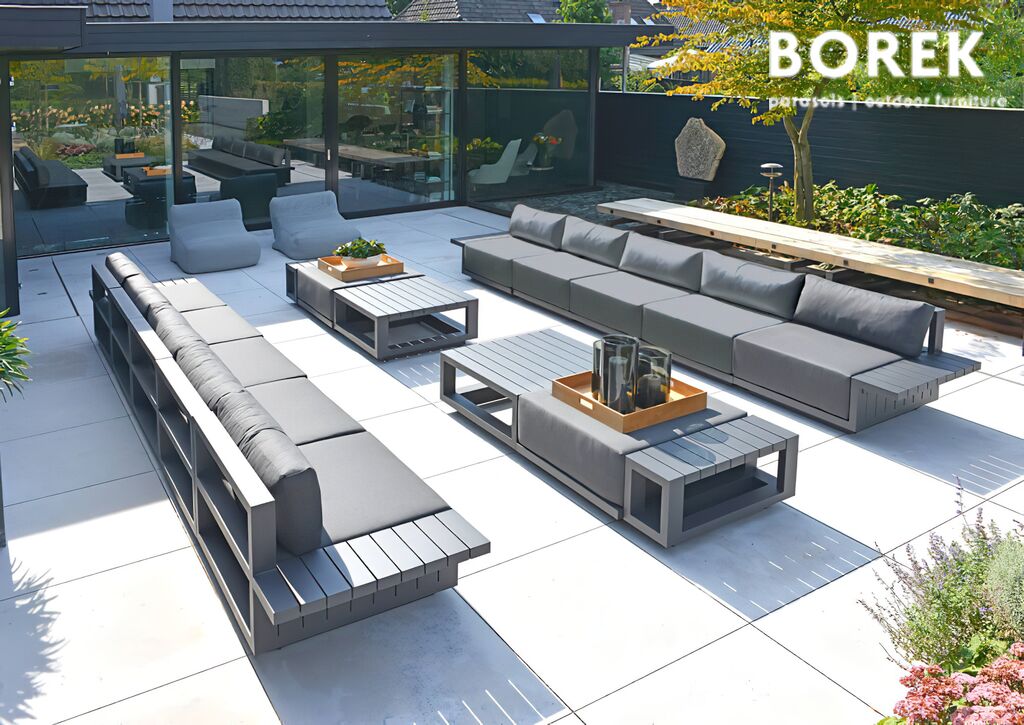  Borek Gartenlounge Set XXL - Aluminium - Modern - Gartensofa & Tisch - Murcia Gartenlounge