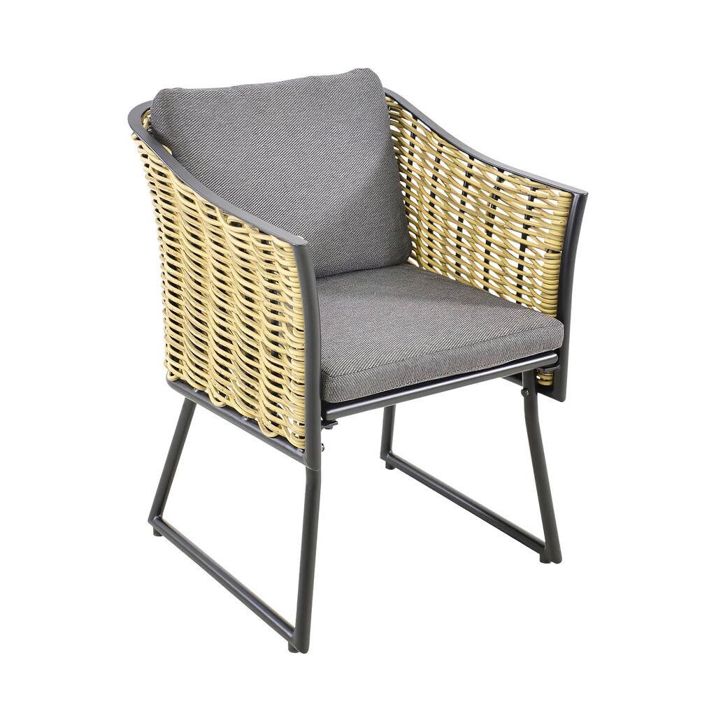  Braun-grauer Gartenstuhl Aus Alu & Polyrattan - Stuhl Haranda