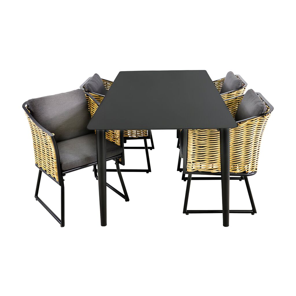  Braun-grauer Gartenstuhl Aus Alu & Polyrattan - Stuhl Haranda