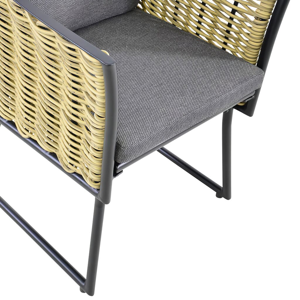  Braun-grauer Gartenstuhl Aus Alu & Polyrattan - Stuhl Haranda