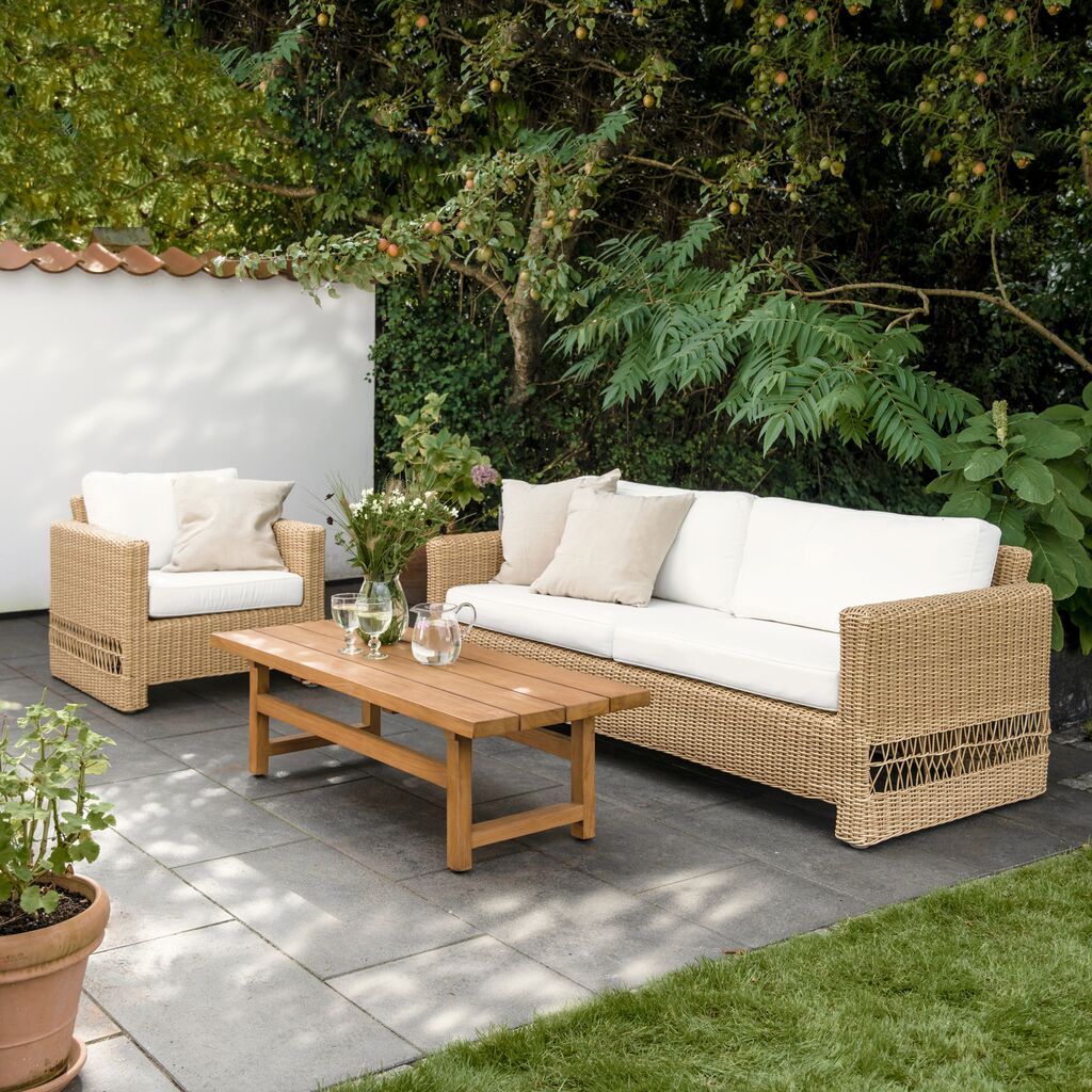  Brauner Geflechtsessel Für Die Outdoor Lounge Aus Aluminium Und Polyrattan - Gartensessel Joana