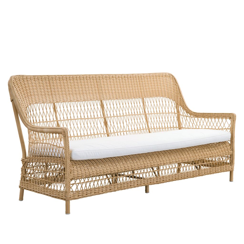  Braunes Outdoor Sofa Für Drei Personen Aus Aluminium Und Wetterbeständiger Rattanfaser - 3-Sitzer Anike