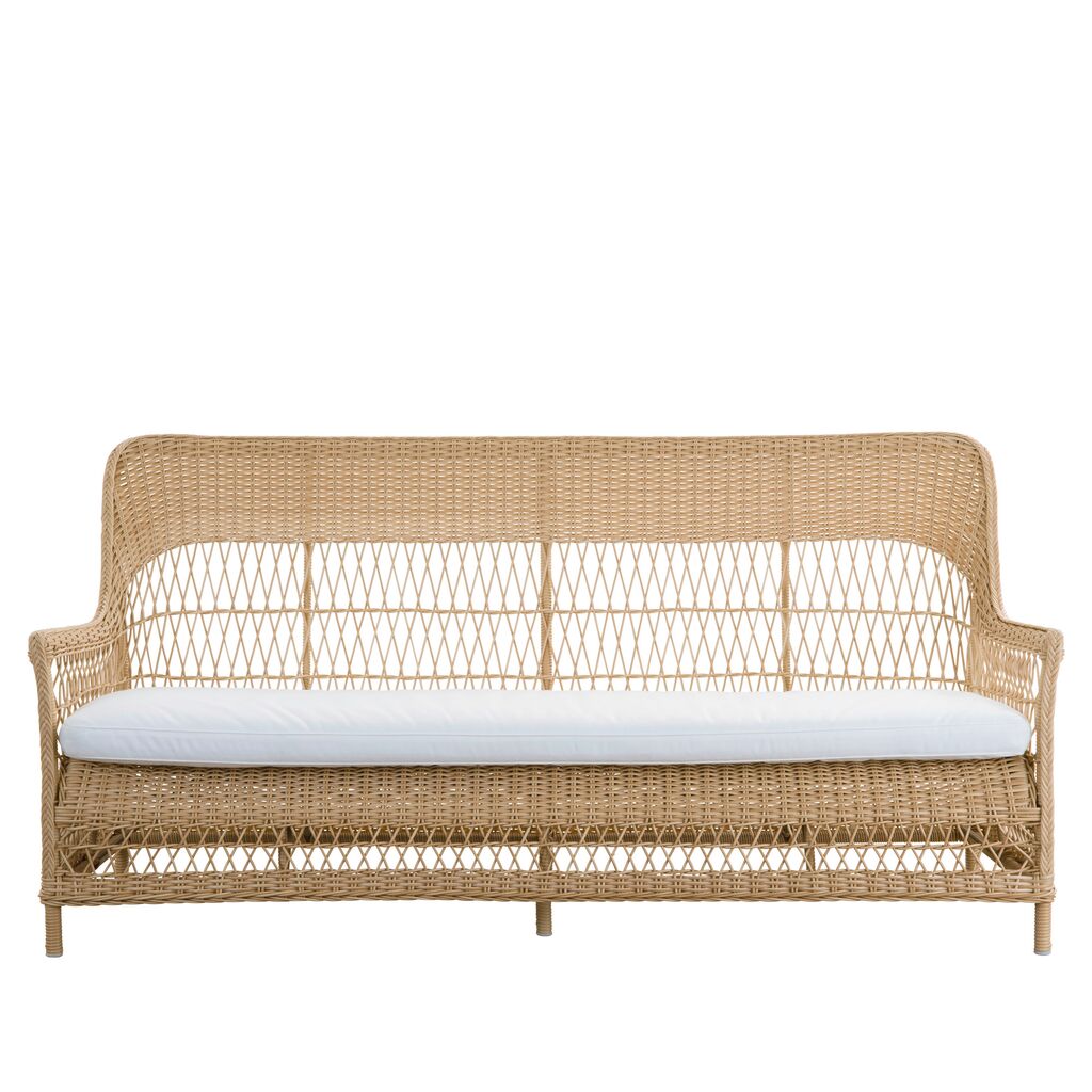  Braunes Outdoor Sofa Für Drei Personen Aus Aluminium Und Wetterbeständiger Rattanfaser - 3-Sitzer Anike
