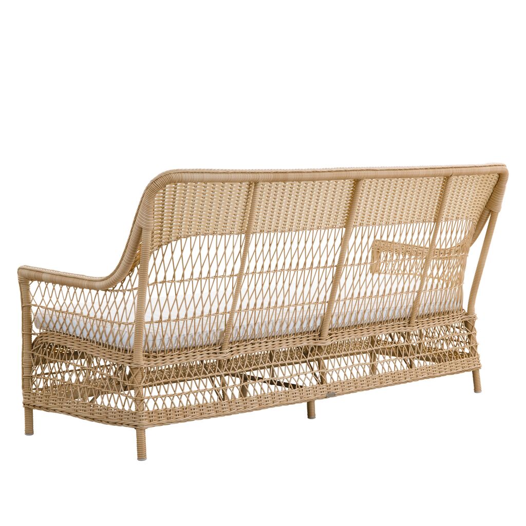  Braunes Outdoor Sofa Für Drei Personen Aus Aluminium Und Wetterbeständiger Rattanfaser - 3-Sitzer Anike