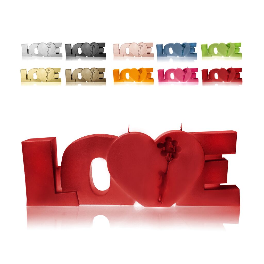  Breite Love Dekoplastik Mit Herz & Blume Als Kerze - Vegan - Big Love