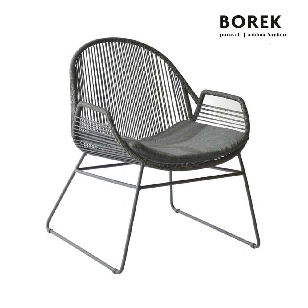  Breiter Gartensessel Mit Sitzpolster - Anthrazit - Loungesessel Silves