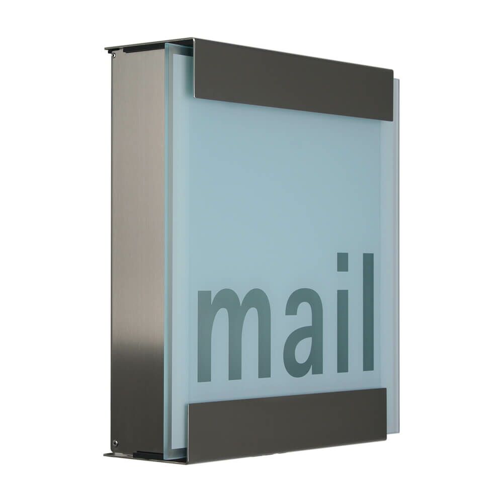  Briefkasten Modern Mit Aufschrift - Glas & Edelstahl - Artemis