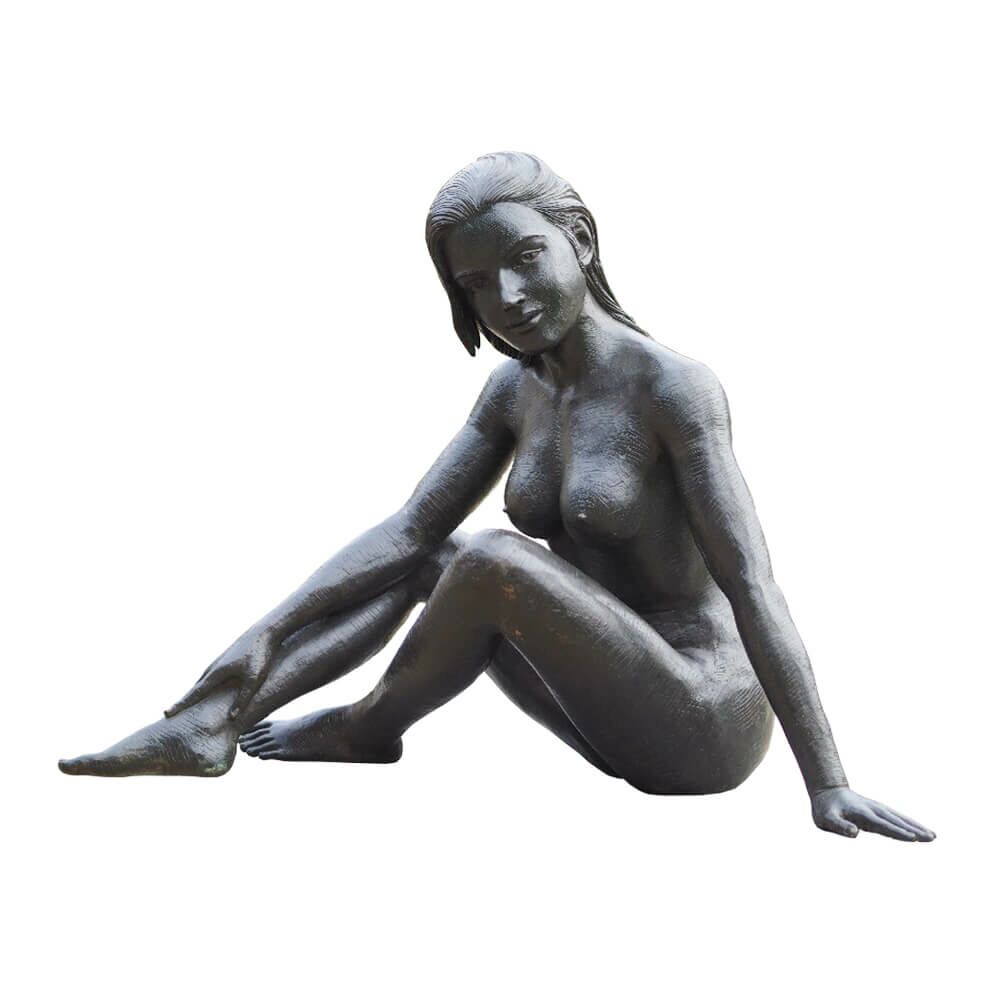  Bronze Akt Frauenstatue Sitzend - Dunkelbraun - Frau Nakata