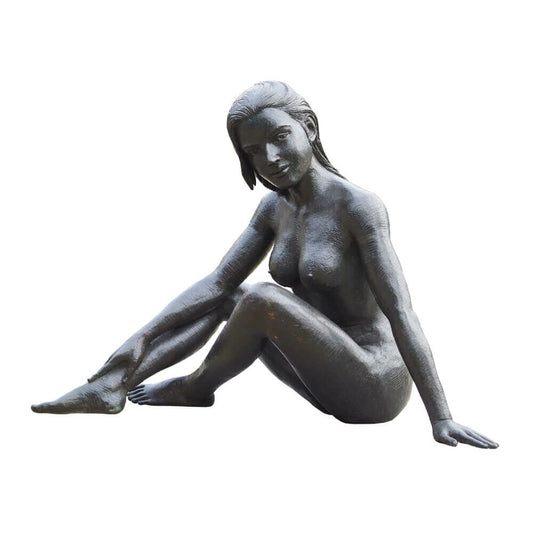  Bronze Akt Frauenstatue Sitzend - Dunkelbraun - Frau Nakata