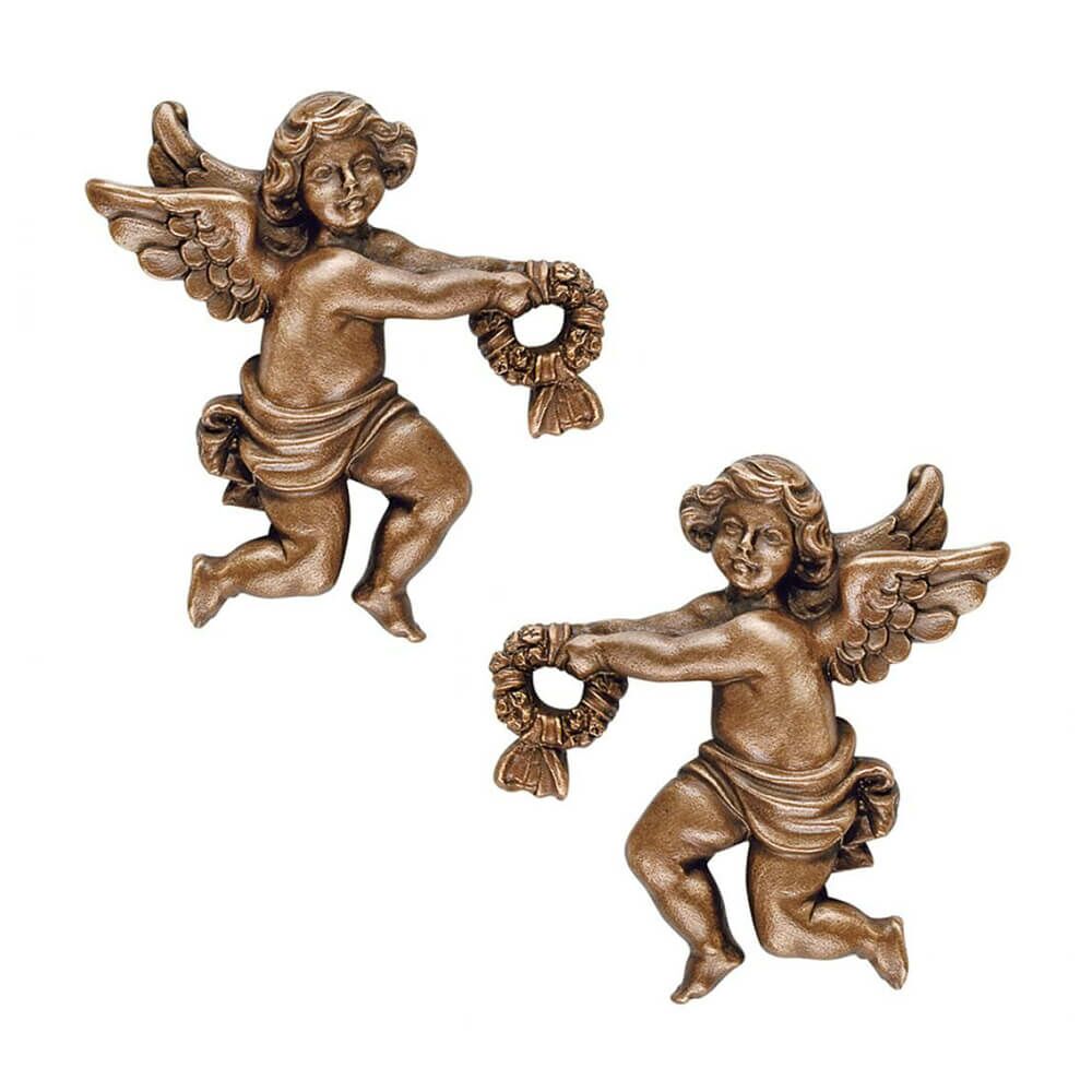  Bronze/Alu Wandfiguren - Engel Als Mauerndeko - Angelo Gara Set