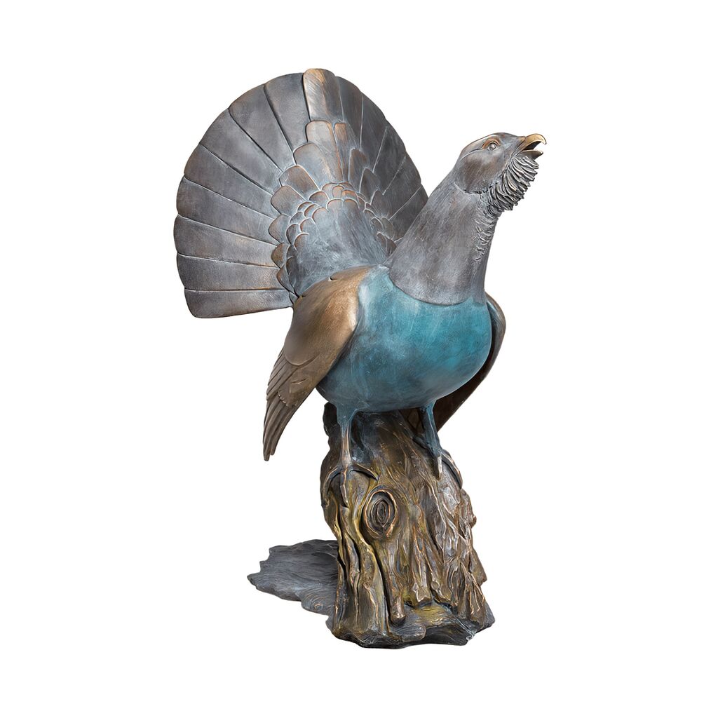  Bronze Auerhahn Gartenfigur Mit Patina - Auerhahn