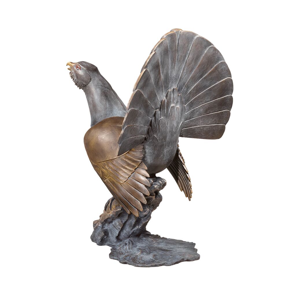  Bronze Auerhahn Gartenfigur Mit Patina - Auerhahn
