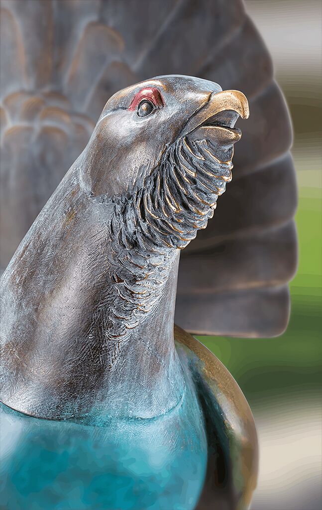  Bronze Auerhahn Gartenfigur Mit Patina - Auerhahn