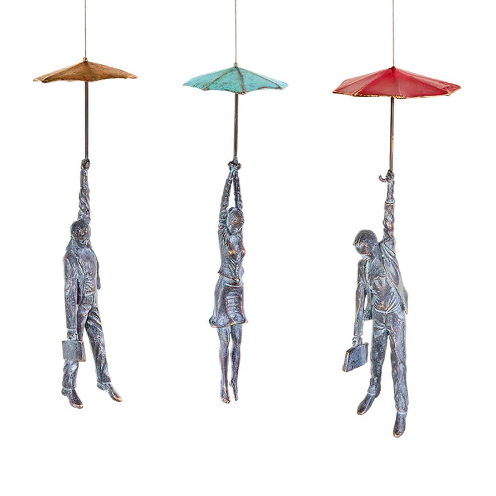 Bronze Deckenskulptur - Hängende Geschäftsmenschen - Unsicherer Flug
