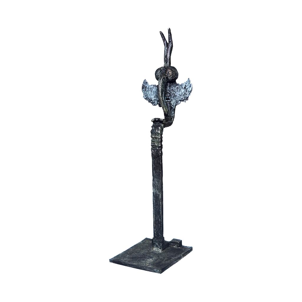  Bronze Designerplastik Limitiert Mit Vogel - Stehend - Totem Miensa, Freistehend